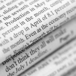 Newspapers heap. Close-up. Black and White.. Shallow depth of field.