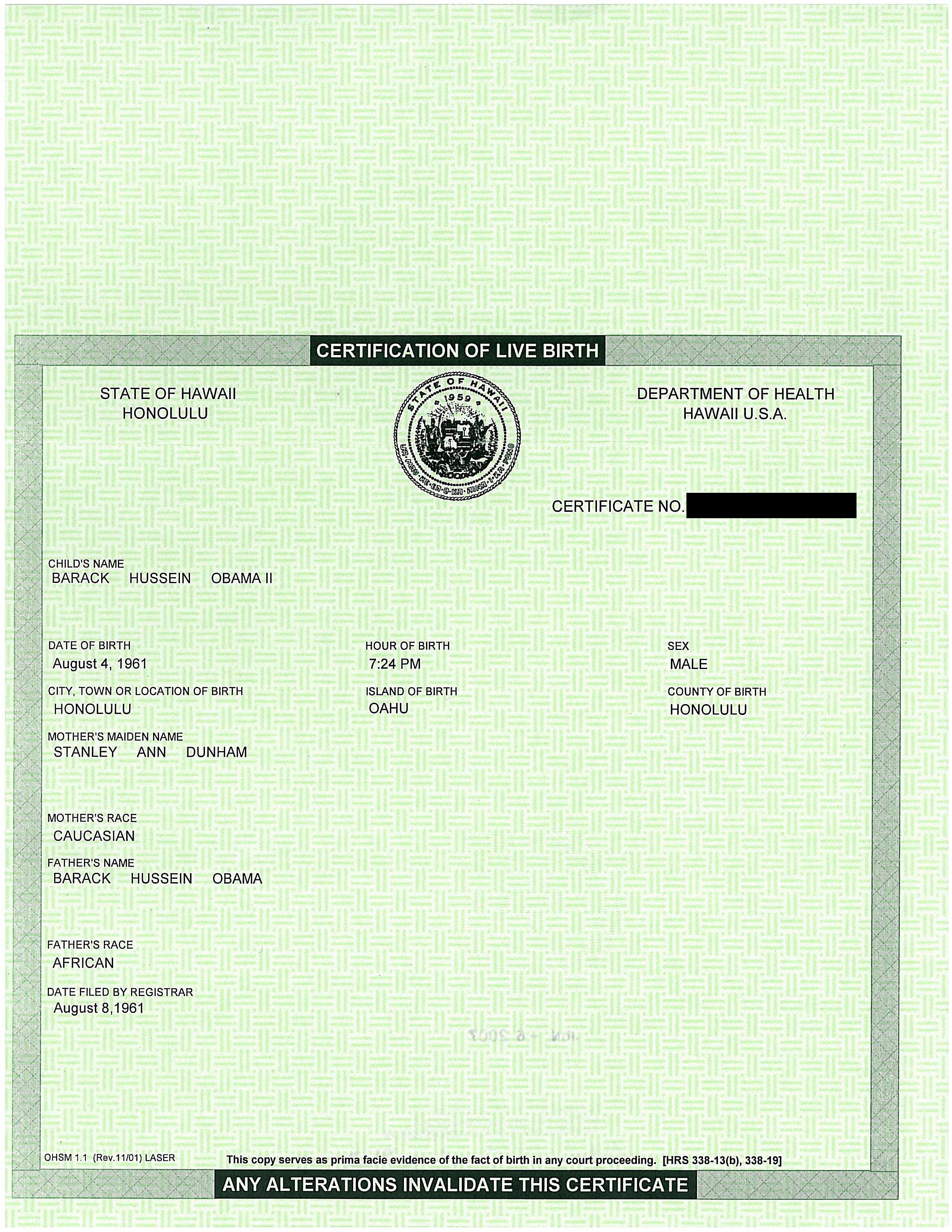 BO Birth Certificate