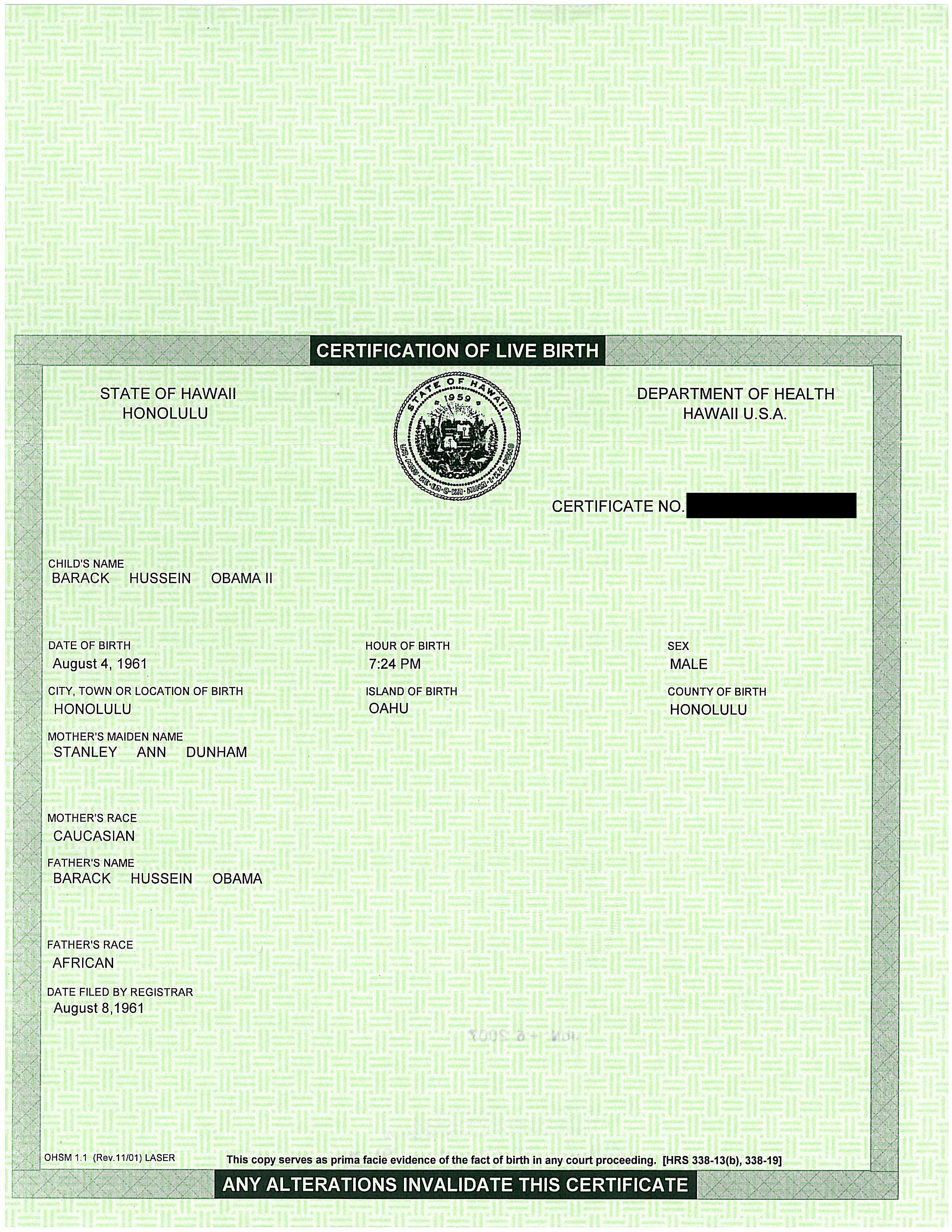 Obama #39 s Birth Certificate FactCheck org