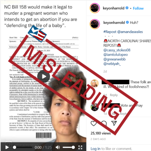 Posts Mislead About Status of 2021 North Carolina Abortion Bill – FactCheck.org