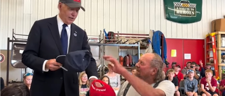 Posts Misrepresent Video of Biden with Trump Hat