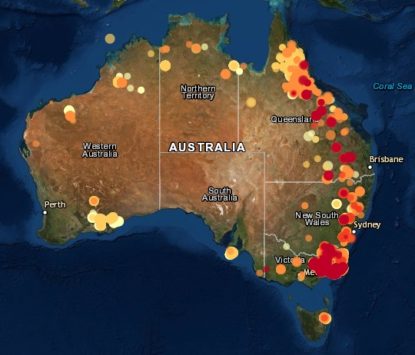 Map Of Bushfires In Australia - Rio Vista California Map