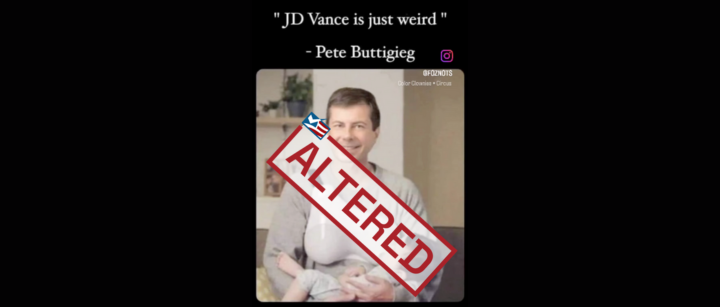 Posts use altered image of Buttigieg in argument over who is “weird”