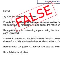 Trump Campaign Didn’t Send Email Fundraising Off COVID-19 Diagnosis