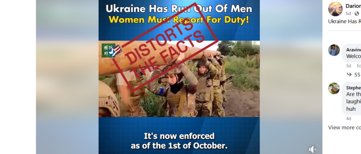 Интернет-видео искажает призыв Украины на военную службу женщин во время войны с Россией