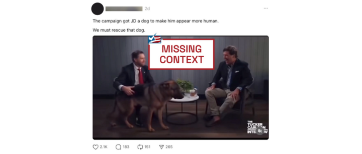 Posts Misrepresent Vance’s Comments About His Pet Dog