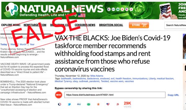 Biden Adviser Didn T Propose Requiring Covid 19 Vaccine For Food Stamps Factcheck Org